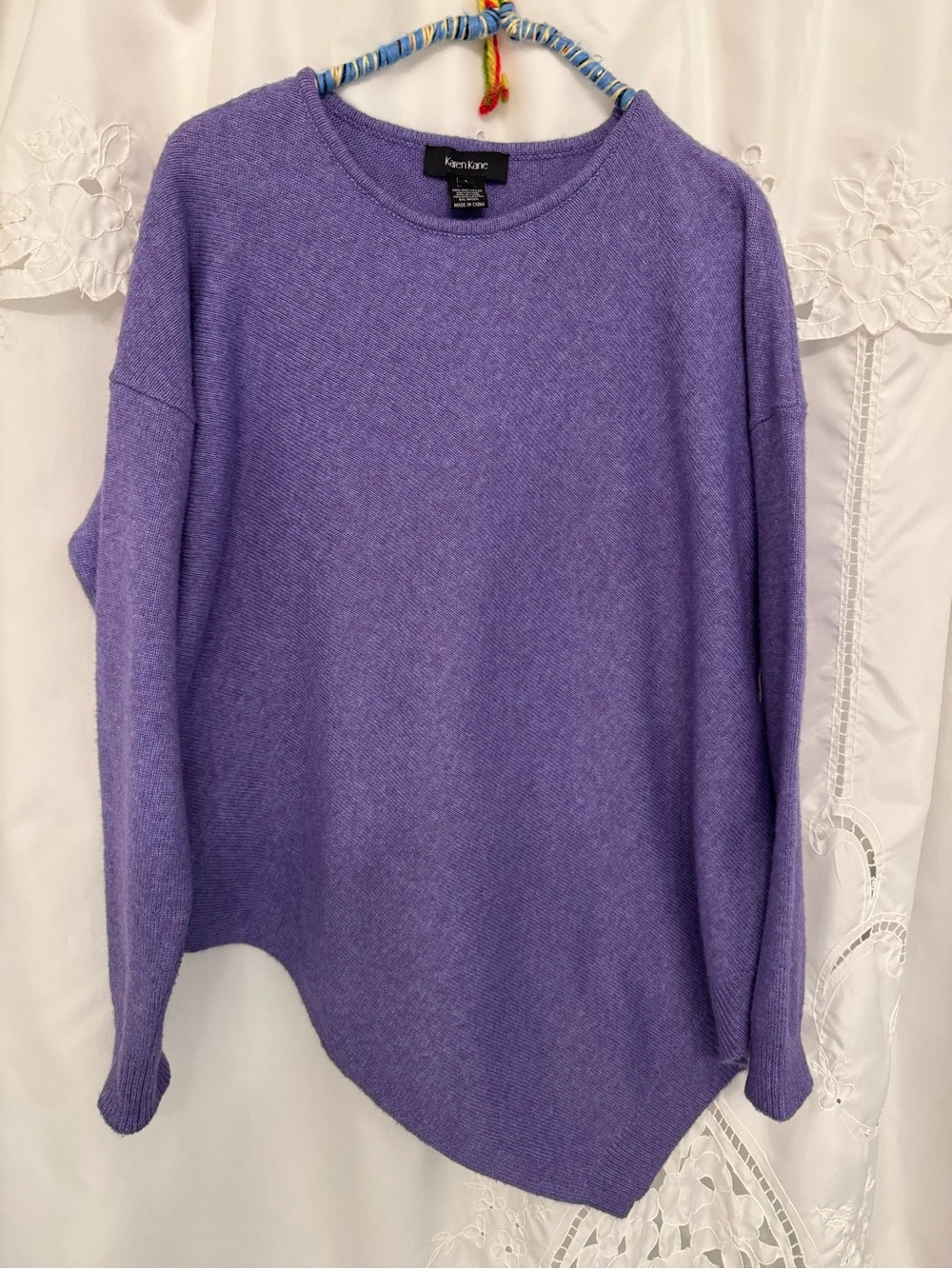 Karen Kane Purple Heather irregular hem  Pullover Sweater